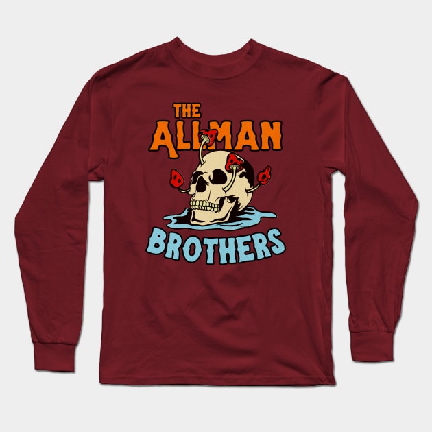 The Allman Brothers - Skull Mushroom Style Long Sleeve T-Shirt by Faeyza Creative Design